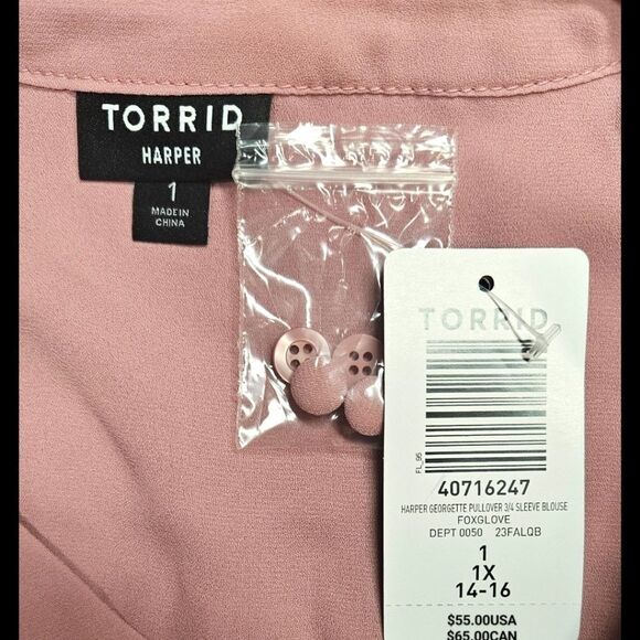 TORRID Plus Size Harper Georgette Pullover 3/4 Sleeve Blouse - Picture 14 of 16